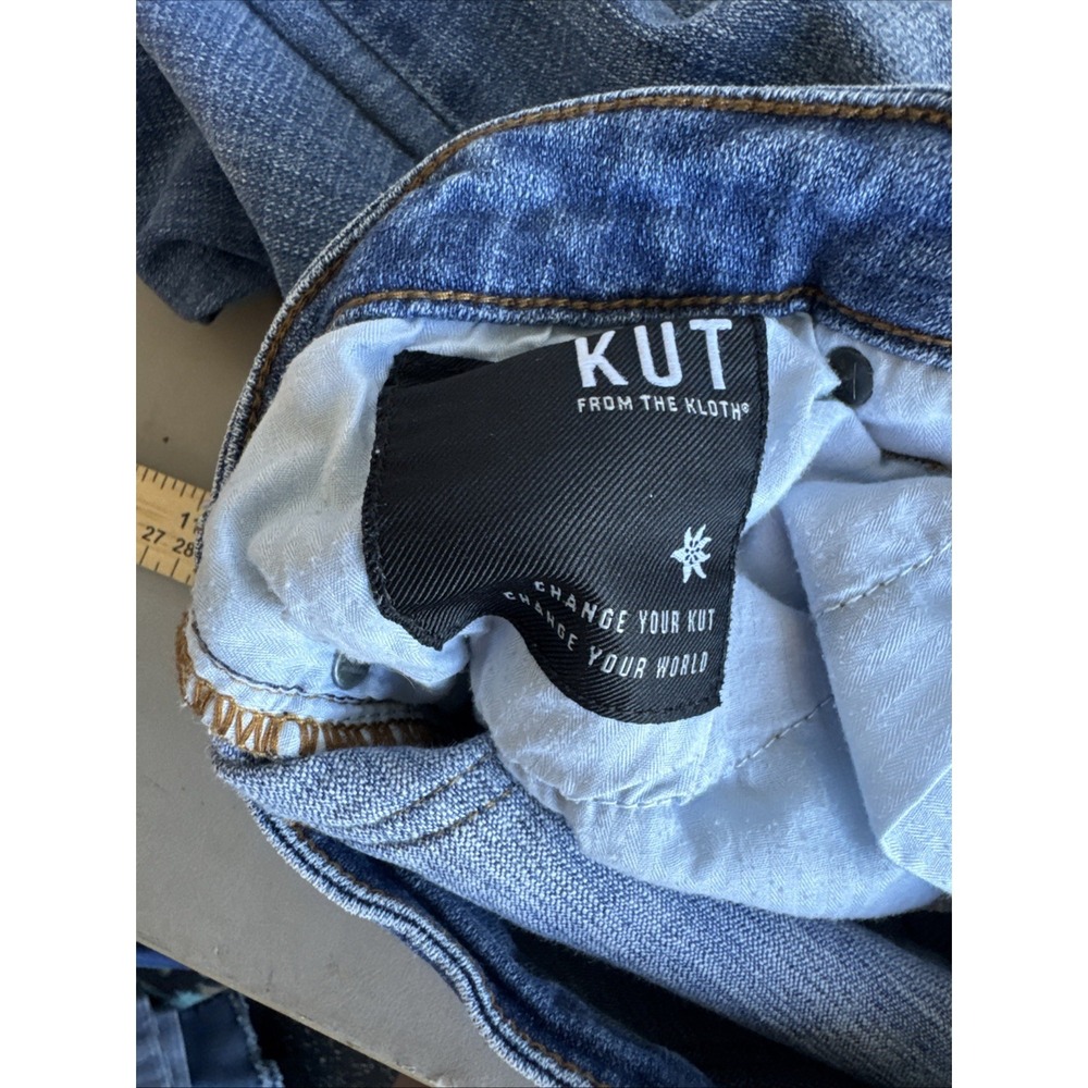 KUT from the Kloth women's blue denim cropped jeans Straight Leg Lauren Sz 10 - Picture 9 of 10